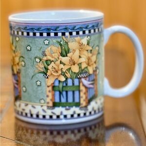 Sakura Floral Mug with Yellow and Green Accents